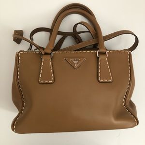 Prada Brown Bag with White Stitch